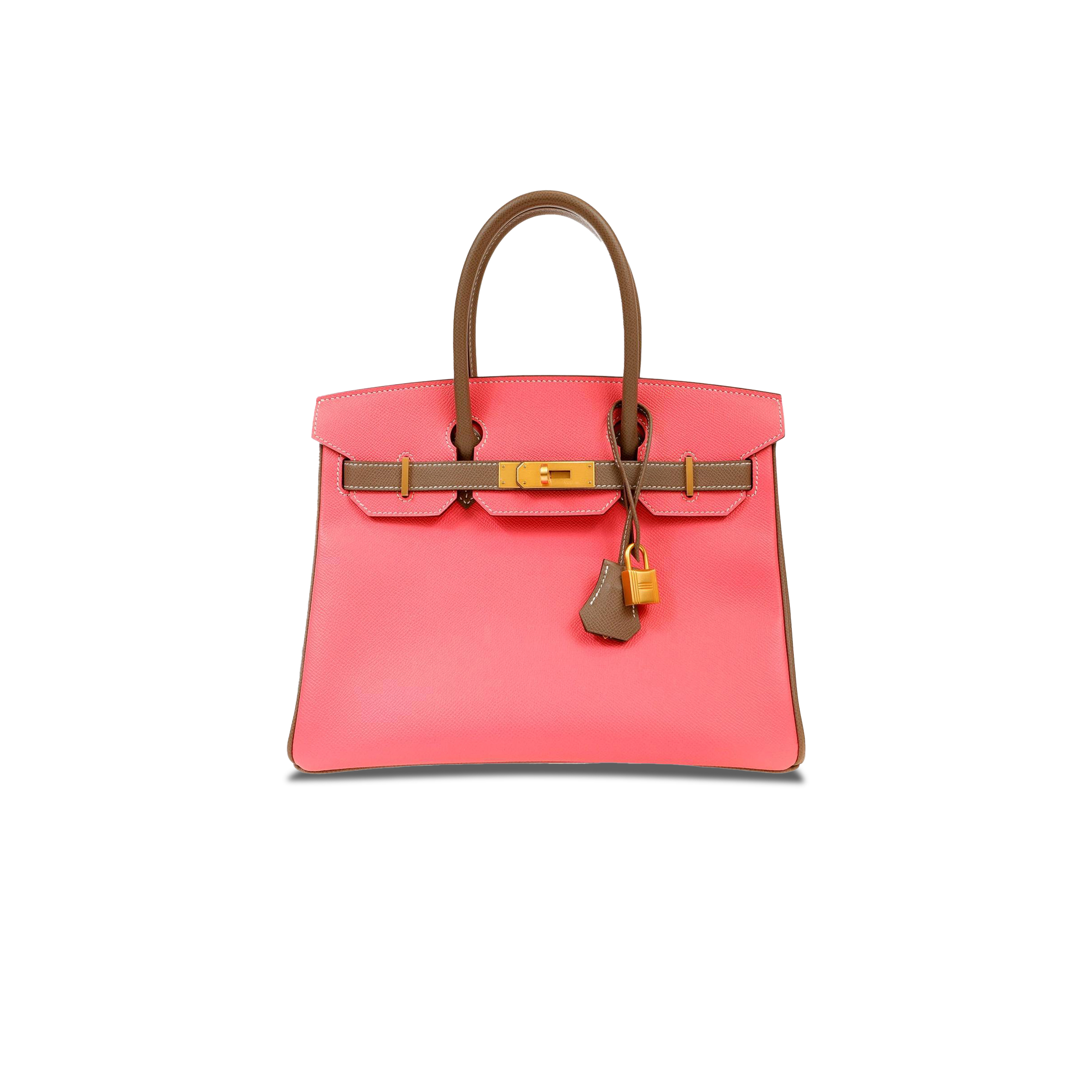 HERMÈS BIRKIN 30 EPSOM LIPSTICK PINK AND ELEPHANT GREY GOLD BUCKLE 1028115538752 (30*23*15cm)